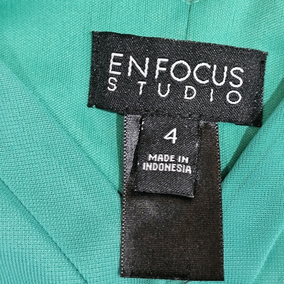 En Focus Studio Green Black Tiered Sheath Dress Sz 4 Sequin Waist Cocktail VTG - Picture 4 of 6